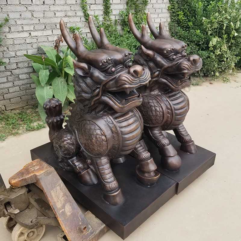 銅麒麟雕塑，銅麒麟擺件，鎮宅風水麒麟