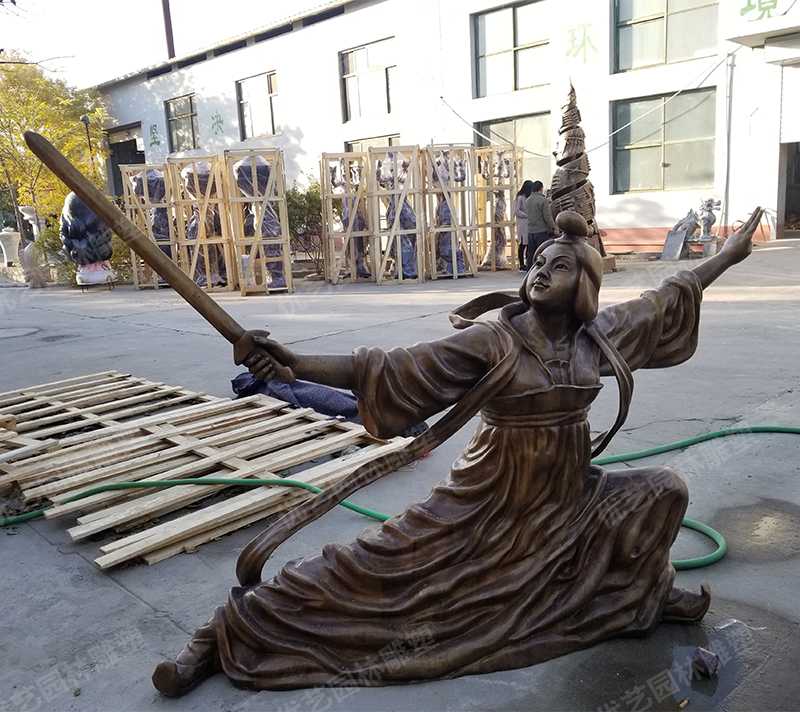 銅人物雕塑，公孫大娘銅雕塑